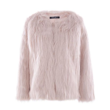 8DESS Casual Furry Faux Fur Coats Women Fake Fur Short Pink Coat Party Colored Fur Overcoat