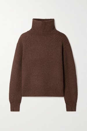 Chocolate Pierce ribbed cashmere turtleneck sweater | rag & bone | NET-A-PORTER