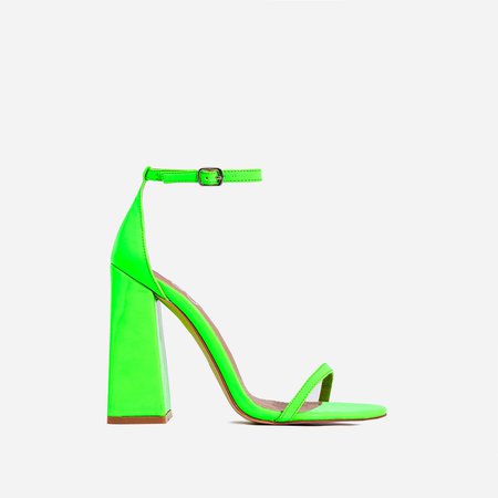 Atomic Square Block Heel In Neon Green Patent | EGO