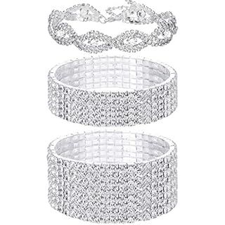 Amazon.com: Zealmer Women Clear Rhinestone 8 Row Stretch Bracelet Silver Tone(small): Clothing, Shoes & Jewelry