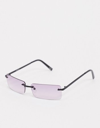 ASOS DESIGN 90s rimless square glasses in lilac lens | ASOS