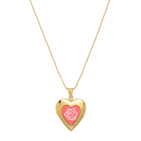 The M Jewerlers - THE PINK ROSE PHOTO LOCKET NECKLACE