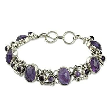 NOVICA Amethyst Bracelet Handcrafted in Sterling Silver Jewelry, Royal Purple