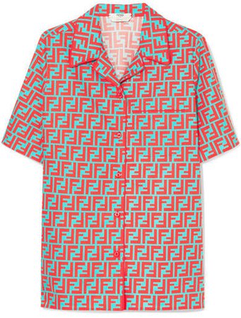 Printed Cotton-poplin Shirt - Coral