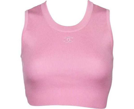 Crop top in pink with embroidered Chanel logo By Karl Lagerfeld