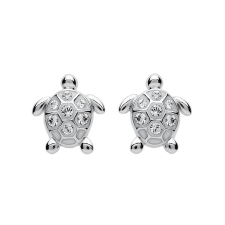 Stud Turtle Earrings with Crystals