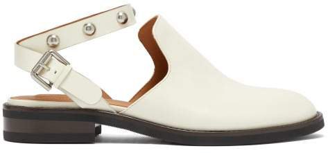 Studded Backless Leather Loafers - Womens - Ivory