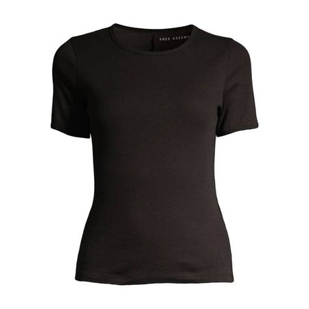 Free Assembly Women's Ribbed Crewneck Tee with Short Sleeves - Walmart.com