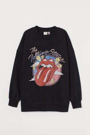 Printed Sweatshirt - Black/The Rolling Stones - Ladies | H&M US