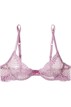 Fleur du Mal | Dotty silk-trimmed embroidered tulle underwired soft-cup bra | NET-A-PORTER.COM
