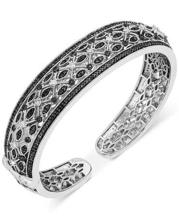 Macy's Diamond Hinge Cuff Bangle Bracelet (1-1/2 ct. t.w.) in Sterling Silver