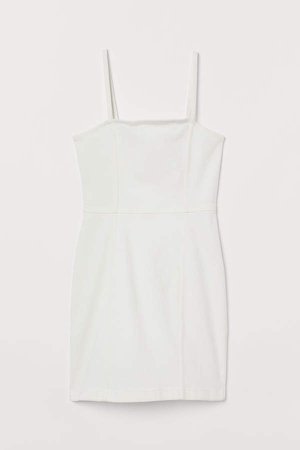 Fitted Cotton Dress - White