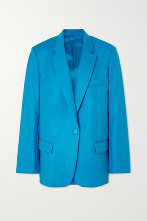 Turquoise Oversized cotton-blend gabardine blazer | The Attico | NET-A-PORTER
