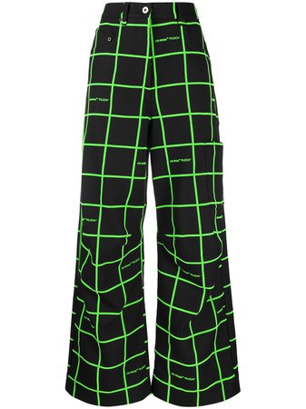 Off-White Checked Wide-Leg Trousers