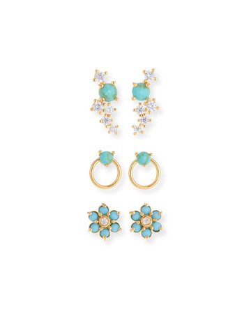 Tai Turquoise Earrings, Set of 3 | Neiman Marcus