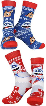 Amazon.com: Rudolph The Red-Nosed Reindeer Adult Crew Socks 2 Pack: Clothing