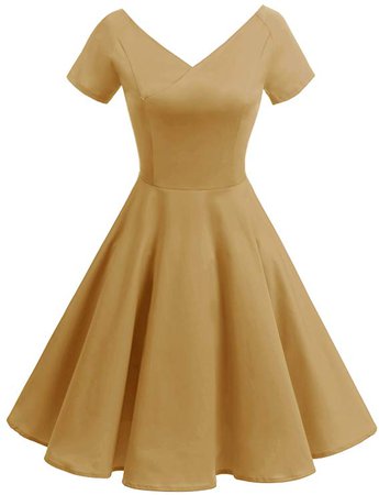 Gardenwed Women's V-Neck Retro Rockabilly Cocktail Dress 1950s Vintage Evening Party Dress at Amazon Women’s Clothing store: