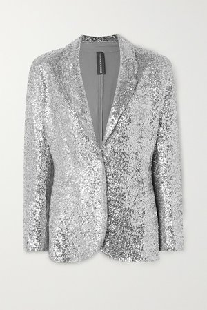 Silver Sequined jersey blazer | Norma Kamali | NET-A-PORTER