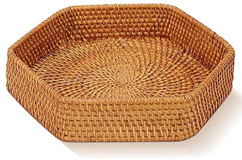 Amazon.com: Rattan kouboo Tray Perfect for Indie Room Decor, Bathroom Tray or Key Bowl for entryway Table. Also Ideal as Ottoman Tray for Living Room. : Home & Kitchen