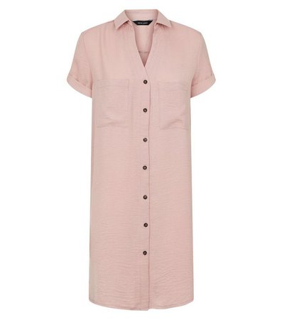 Pink Short Sleeve Shirt Dress | New Look