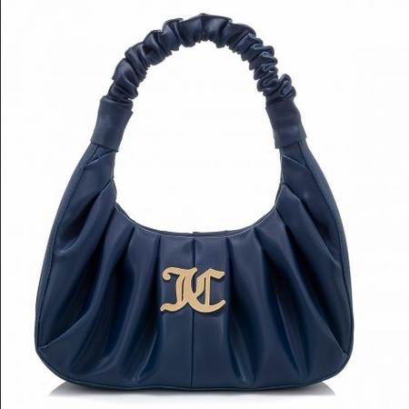 Juicy Couture Navy Blue Leather Scrunch Shoulder Bag