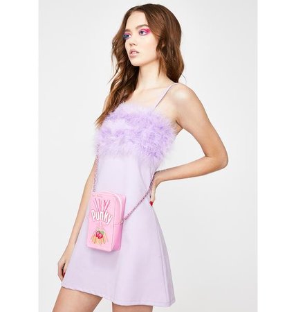 Sugar Thrillz Purple Marabou Mini Dress | Dolls Kill