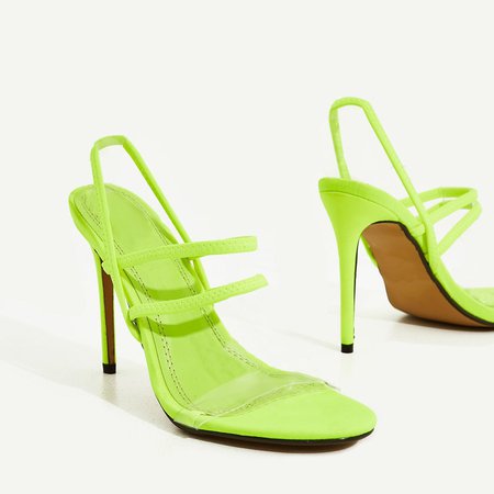 Sachi Perspex Detail Heel In Neon Green Lycra | EGO