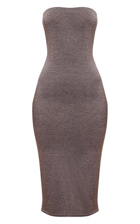 Basic Charcoal Grey Bandeau Midaxi Dress | PrettyLittleThing