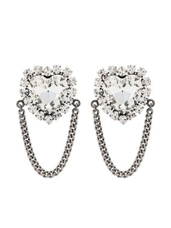 crystal embellished heart earrings