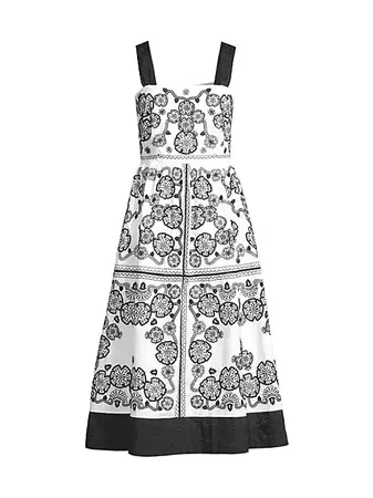 Shop Johnny Was Mel Embroidered Cotton Midi-Dress | Saks Fifth Avenue