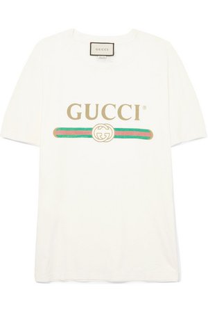 Gucci | Appliquéd distressed printed cotton-jersey T-shirt | NET-A-PORTER.COM