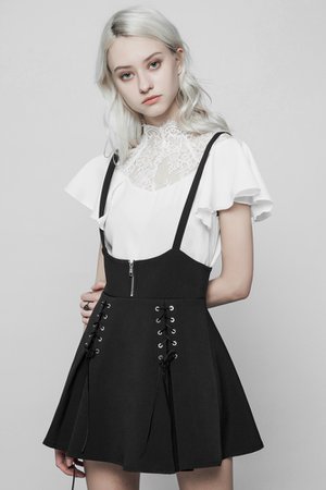 Leeloo High Waisted Black Gothic Skirt by Punk Rave | Ladies