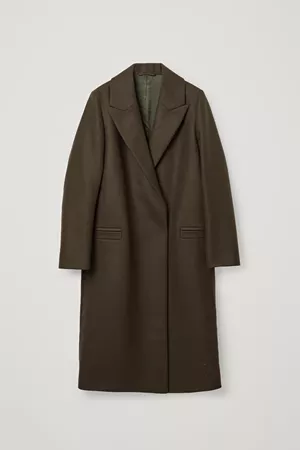 WOOL-MIX OVERSIZED LAPEL COAT - Dark green - Coats and Jackets - COS