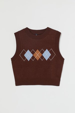 Crop Sweater Vest - Brown/patterned - Ladies | H&M US