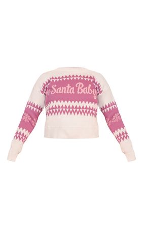 Pink Santa Baby Cropped Christmas Jumper | PrettyLittleThing CA