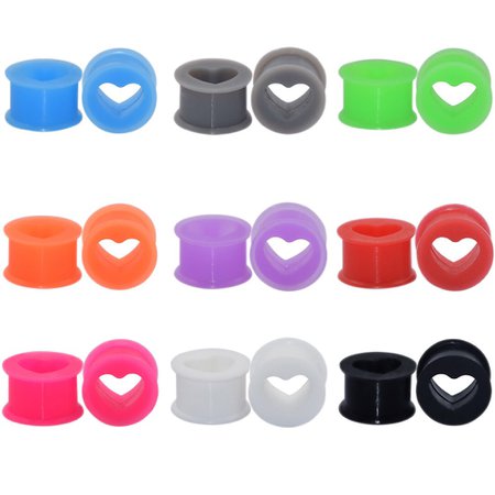 18pcs Heart Soft Flexible Silicone Ear Plugs Double Flared Expander Flesh Tunnels 6g-1 X081 [1541590172-112704] - $6.18