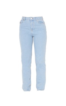 Organic Light Blue Wash Long Leg High Waist Jeans - Straight Leg Jeans - Jeans - Womens Clothing | PrettyLittleThing USA