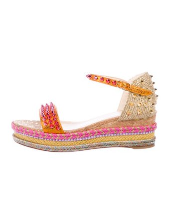 Christian Louboutin Spiked Espadrille Wedges - Shoes - CHT121664 | The RealReal