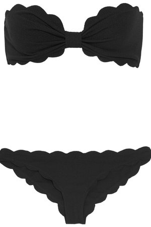 Black Antibes scalloped bandeau bikini top | Marysia | NET-A-PORTER