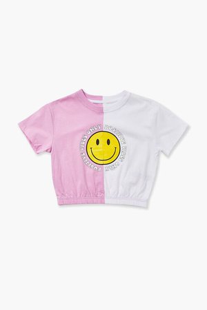 Girls Happy Face Graphic Tee (Kids)