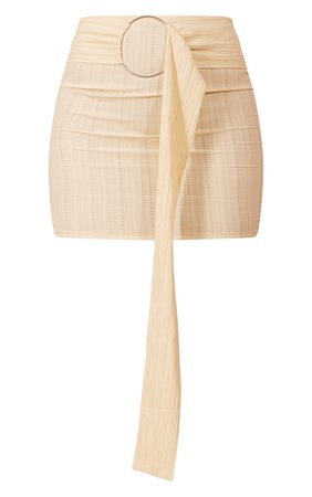 Cream Textured Oversized Ring Waist Mini Skirt | PrettyLittleThing USA