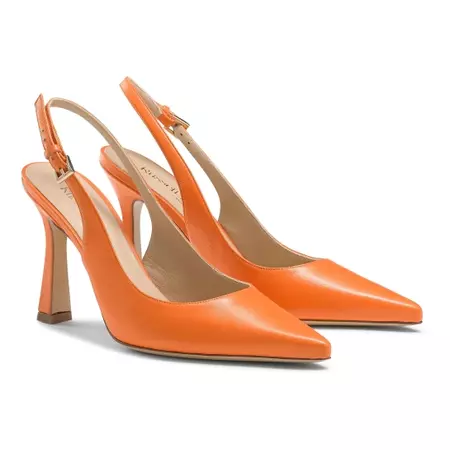 ON POINT Slingback Point Pump in Orange Nappa | Russell & Bromley