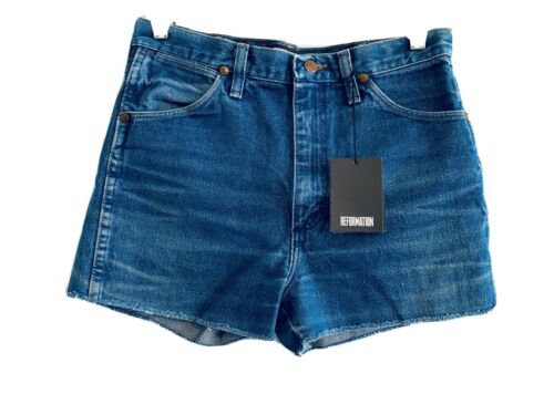 Reformation Vintage Wrangler High Rise Cutoffs Jean Shorts Size 28 NWT Med Wash | eBay