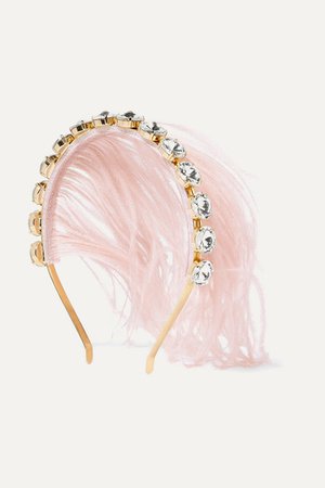 Rosantica | Revolution gold-tone, feather and crystal headband | NET-A-PORTER.COM
