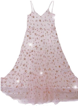 pink sheer star sparkle dress