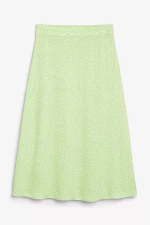 Light blue lightweight midi skirt - Green floral - Monki WW