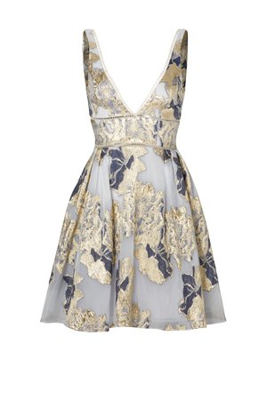 Metallic Floral Cocktail Dress by Marchesa Notte for $105 - $115 | Rent the Runway