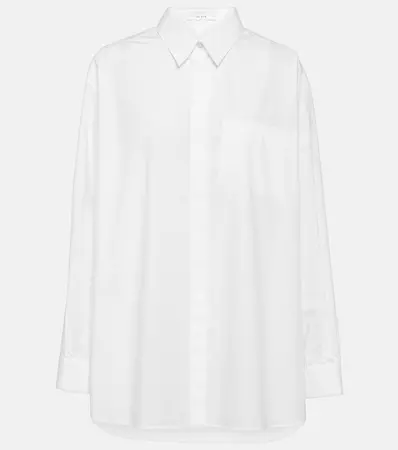 Eleni Cotton Poplin Shirt in White - The Row | Mytheresa