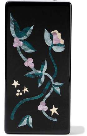 Minnie Floral-print Acrylic Box Clutch