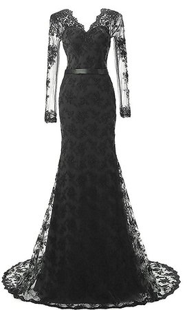 Black Lace Mermaid Evening Gown